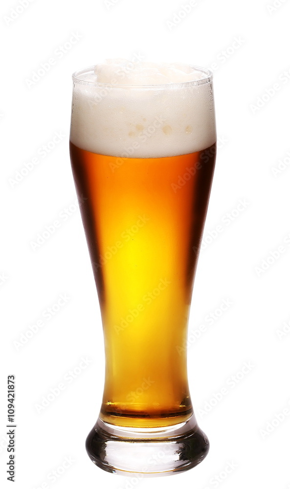 Glass of light beer isolated on white background Glass of light beer isolated on white background