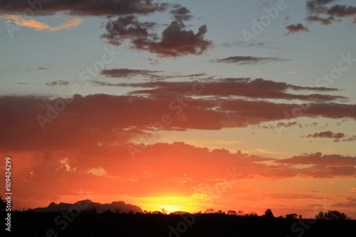 sunset over Kata Tjuta National Park Australia 