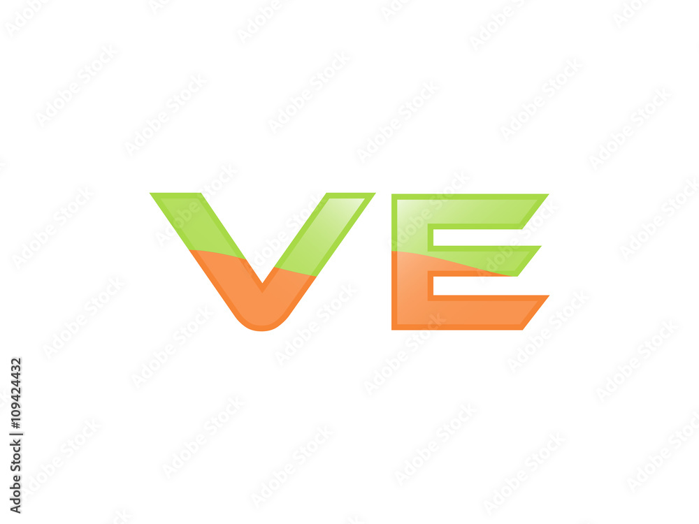 Green Orange shiny VE letters Green Orange shiny VE letters