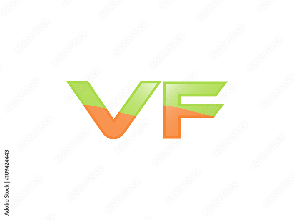 Green Orange shiny VF letters Green Orange shiny VF letters