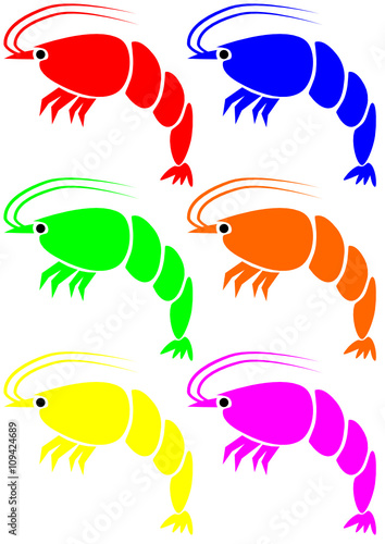 colored shrimps