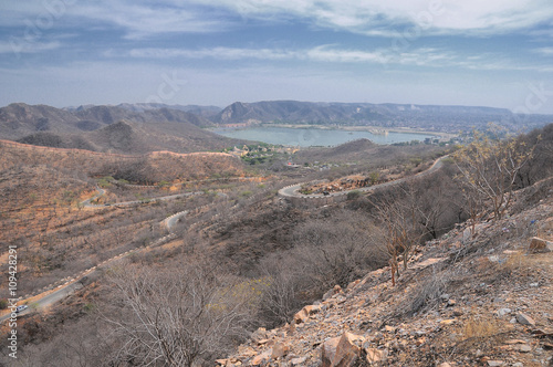 The India Great Wall, viewing from Amber Fort, Rajasthan, Jaipur, India