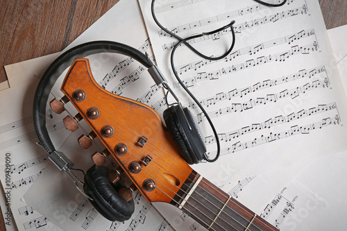 Electric guitar and headpho...