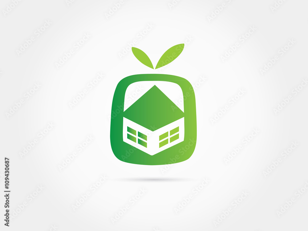 Green home fresh fruit property house roof construction logo Green home fresh fruit property house roof construction logo