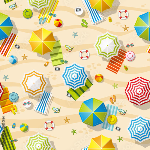 Seamless beach resort with colorful beach umbrellas
