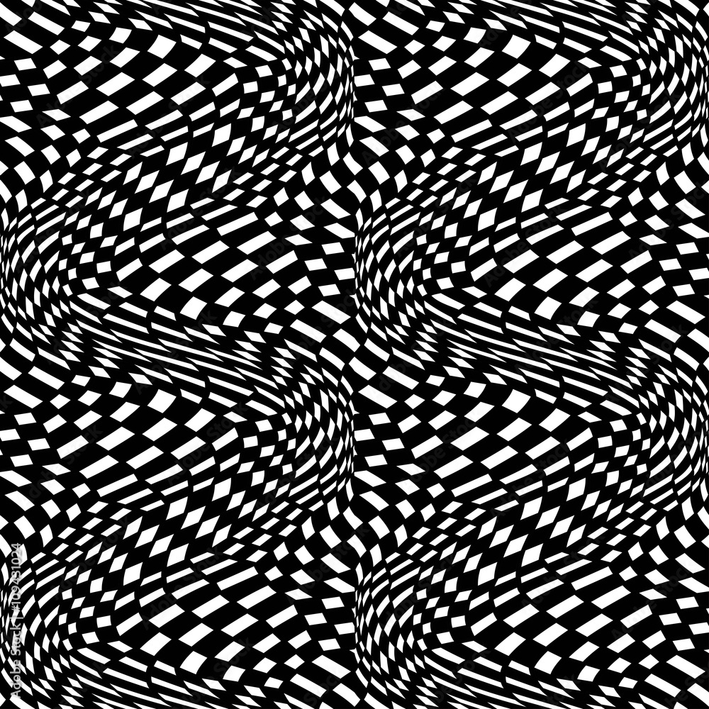 Vector hipster abstract psychadelic geometry trippy pattern with 3d illusion,  black and white seamless geometric background, subtle pillow and bad sheet  print, creative art deco vector de Stock | Adobe Stock