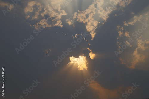 sun ray in cloudy day