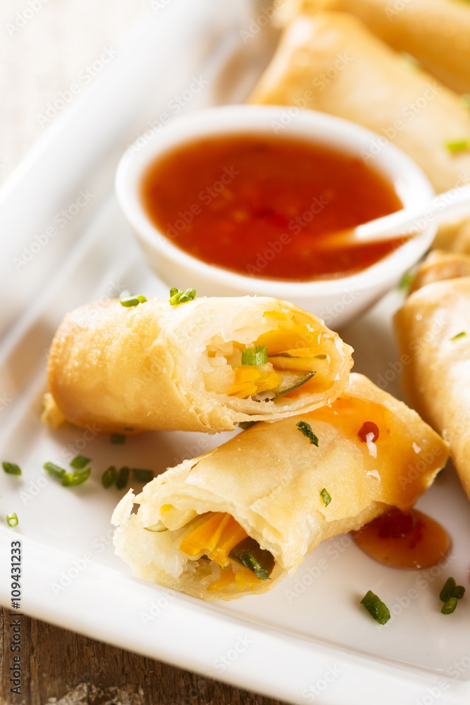 Spring rolls with sweet chili sauce Spring rolls with sweet chili sauce