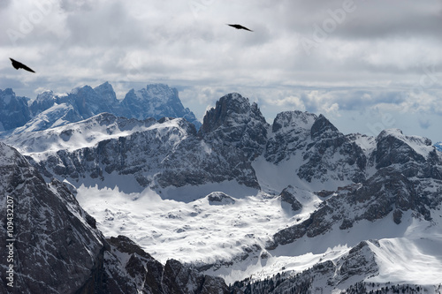 View from Sass Pordoi in the Upper Part of Val di Fassa