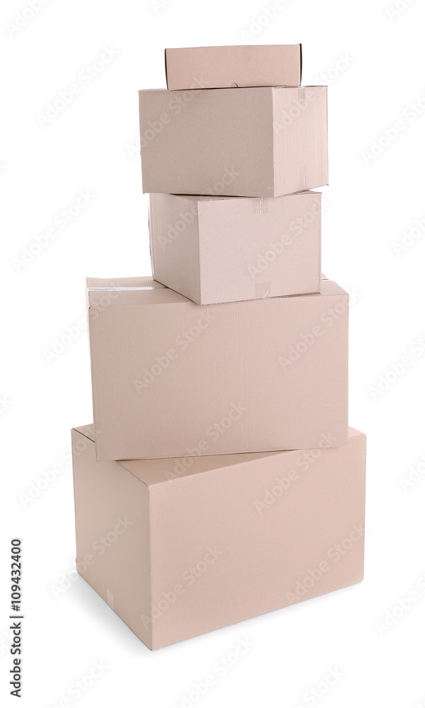 Set of cardboard boxes isolated on white Set of cardboard boxes isolated on white