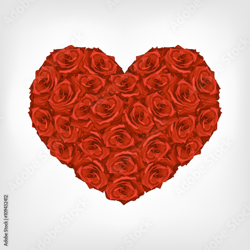 Vector illustration of heart from red roses