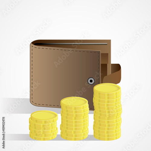 Brown wallet with gold coins