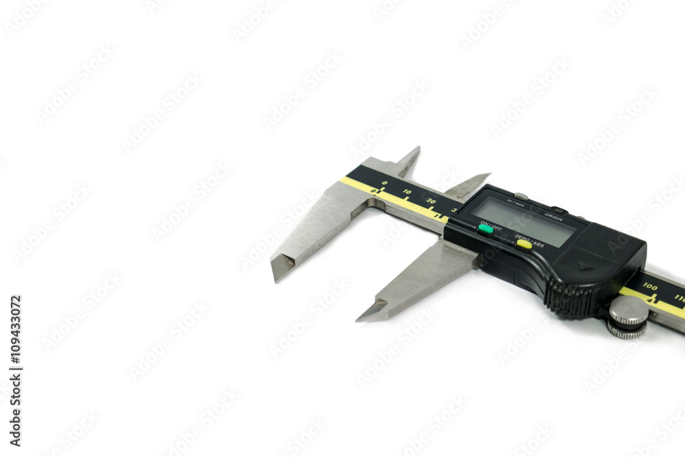Digital Electronic Vernier Caliper, isolated on white background Digital Electronic Vernier Caliper, isolated on white background