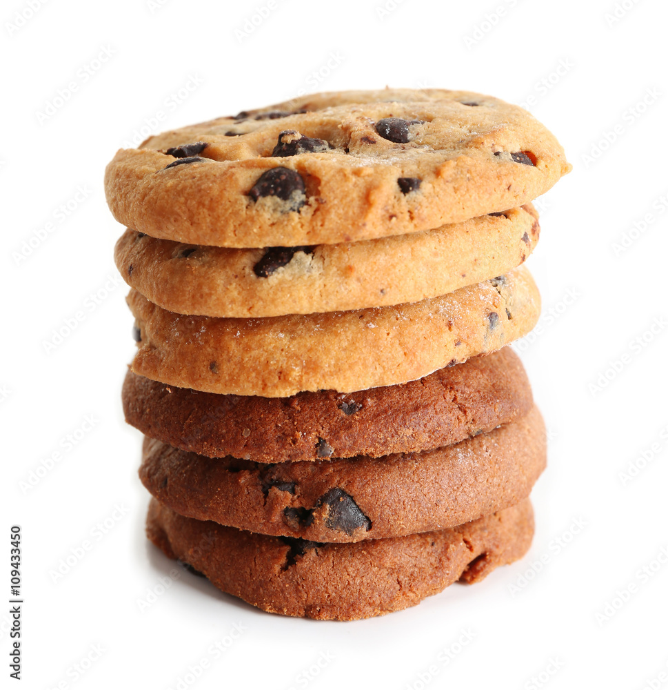 Chocolate chip cookies isolated on white Chocolate chip cookies isolated on white