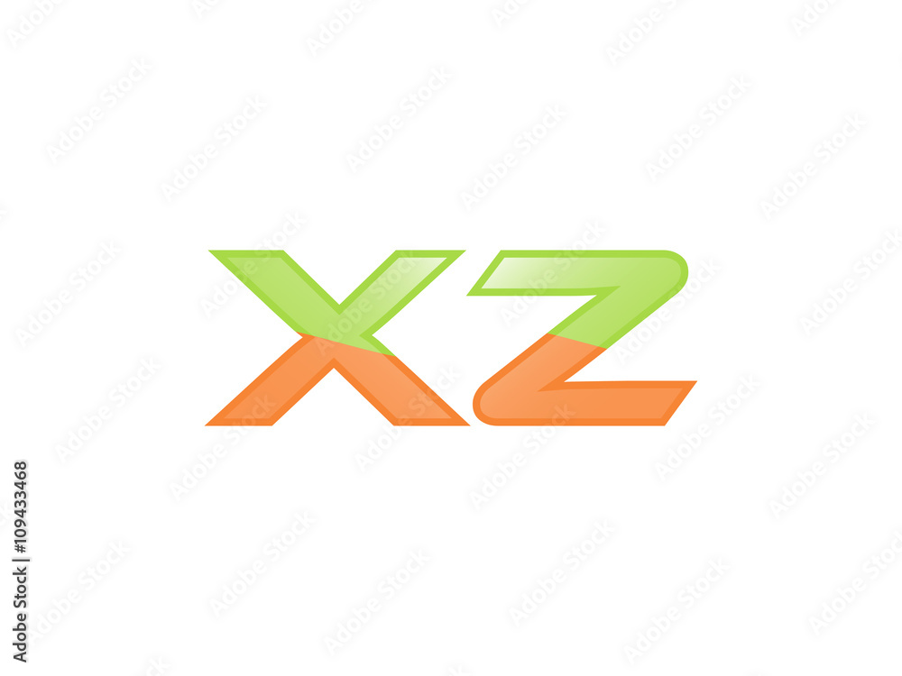 Green Orange shiny XZ letters Green Orange shiny XZ letters