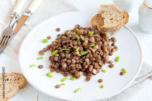Green lentil on plate
