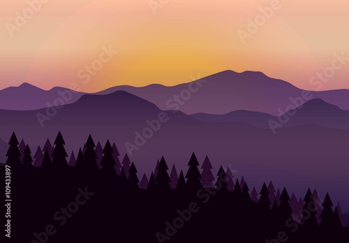 Colorful mountain background, sunrise time. Vector illustration eps 10. © tanarch