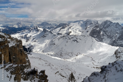 View from Sass Pordoi in the Upper Part of Val di Fassa