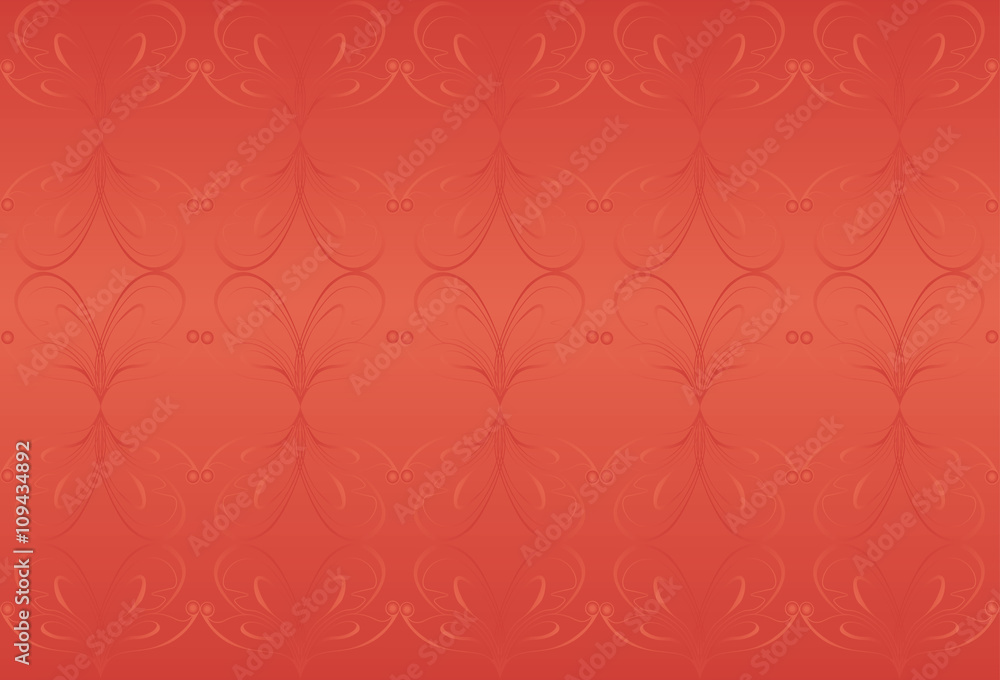 Terracotta background with floral ornaments. Vector.