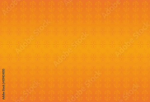 Orange classic background with swirls. Gold elements. Vector.