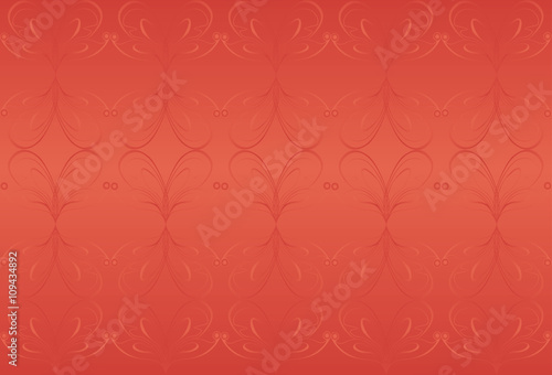 Terracotta background with floral ornaments. Vector.