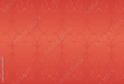 Terracotta background with floral ornaments. Vector.
