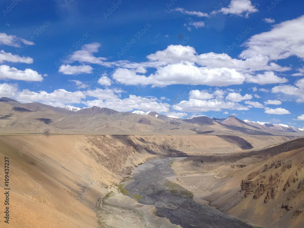 Leh-Manali highway and river, Ladakh, India