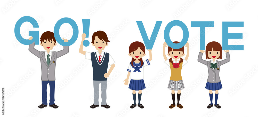 投票を呼びかける高校生 - アルファベット