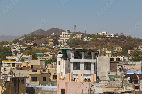 High view of buildings in Udaipur, India