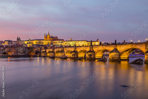 Charles Bridge and Prague Castle at Sunset © mikecleggphoto