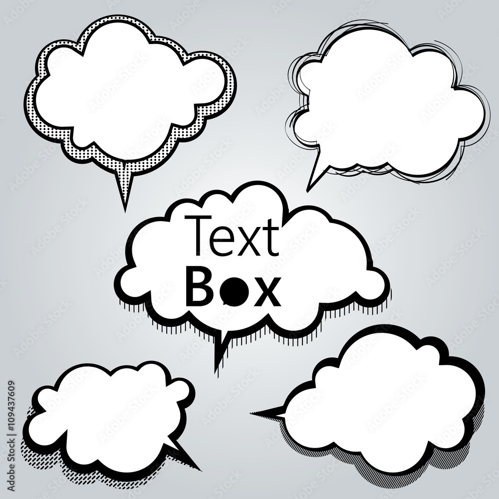 Set of freestyle text box and speech bubble isolated on grey background. Vector illustration Set of freestyle text box and speech bubble isolated on grey background. Vector illustration