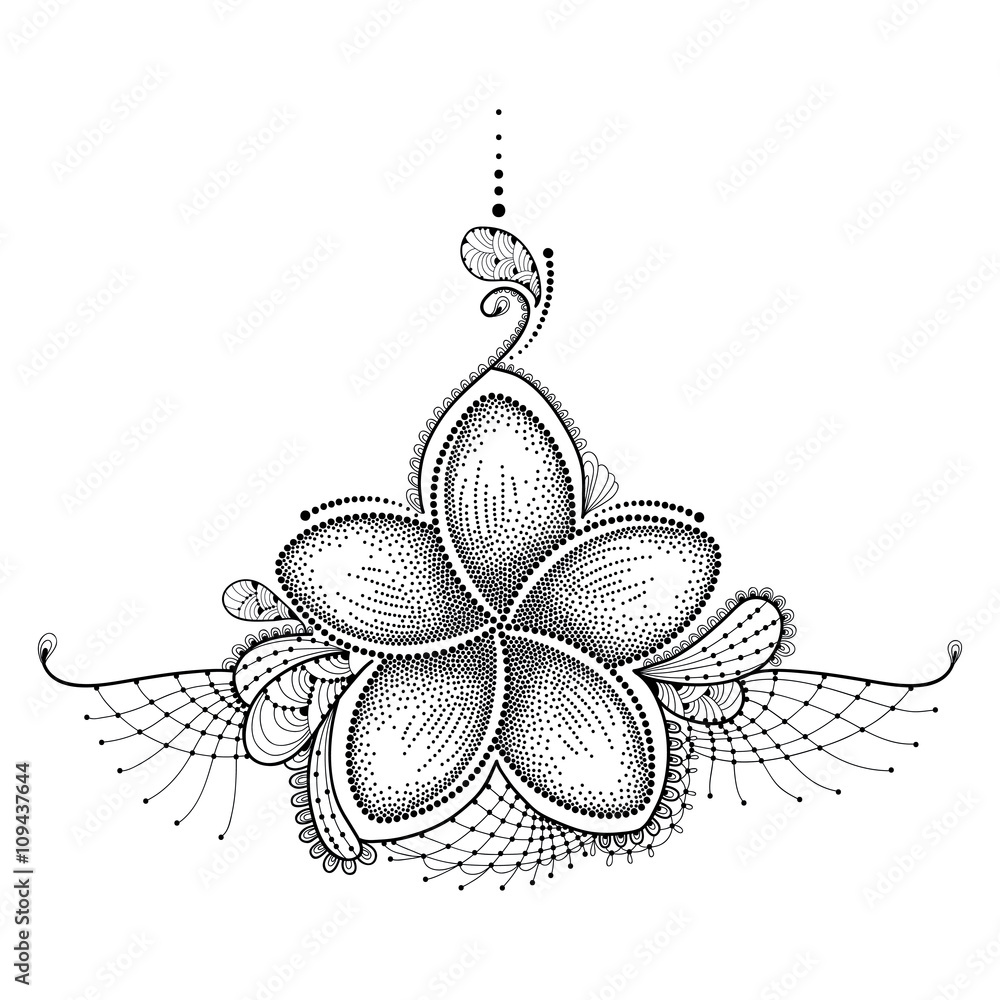 Set of a decorative stylized frangipani flower isolated on white  background Highly detailed vector illustration doodling and zentangle  style blossom plumeria flowers and tattoo design 16889747 Vector Art at  Vecteezy