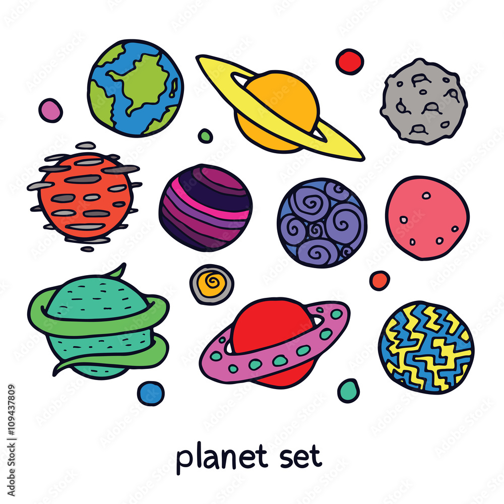 Cartoon Set Of Fictional Planets Cartoon Set Of Fictional Planets