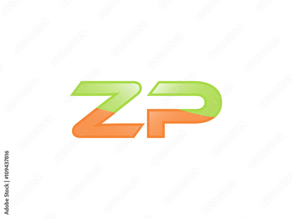 Green Orange shiny ZP letters Green Orange shiny ZP letters