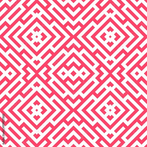 Pink Maze Seamless Pattern