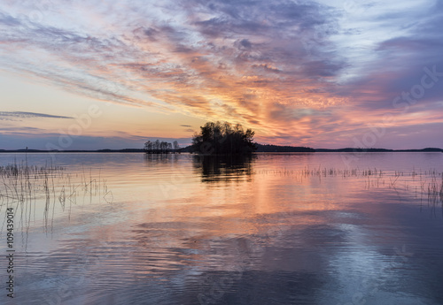 Beautiful sunset in the lake © photojanski