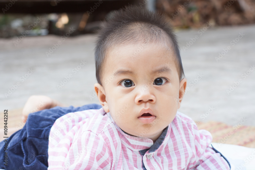 Child development, children ages 6 months. The boy are practicing crawling His natural. Child development, children ages 6 months. The boy are practicing crawling His natural.