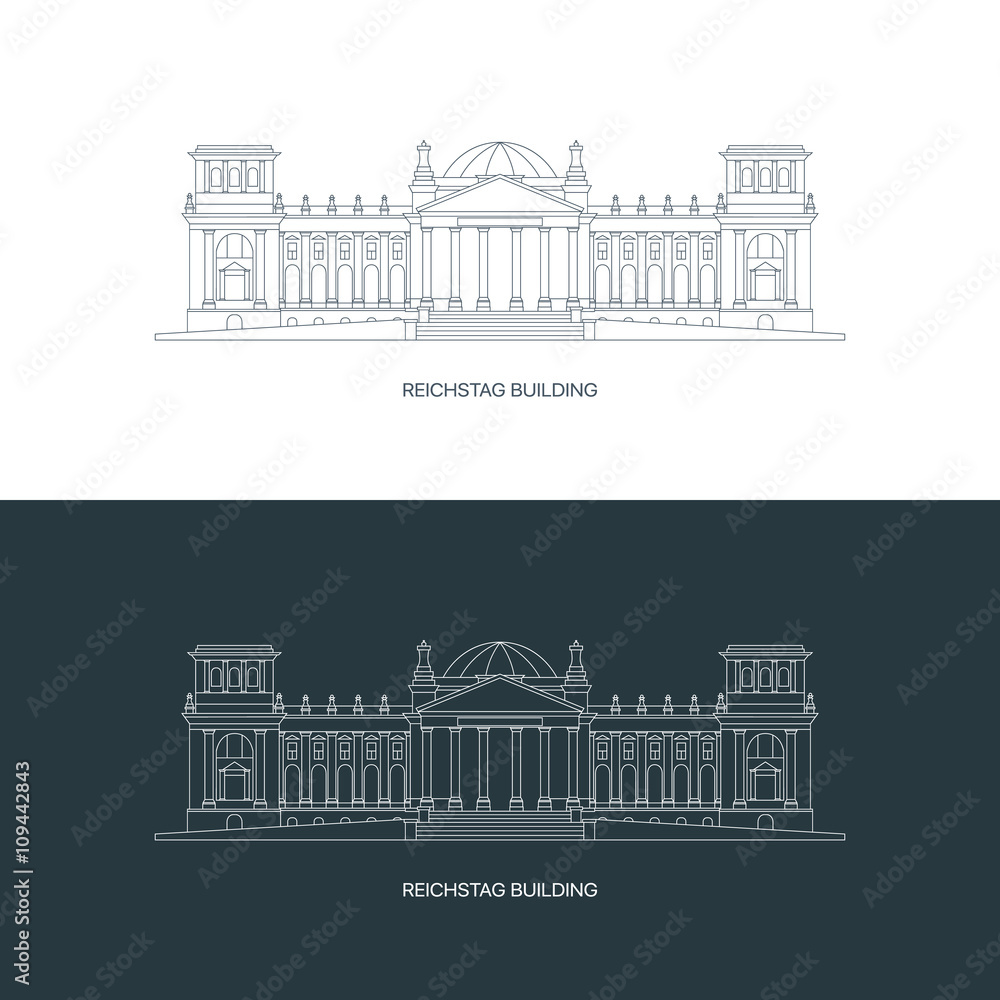 Premium quality thin line Reichstag building logo concept. Linear icon of Germany's famous historical museum.