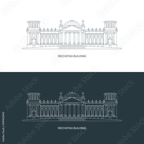 Premium quality thin line Reichstag building logo concept. Linear icon of Germany's famous historical museum.
