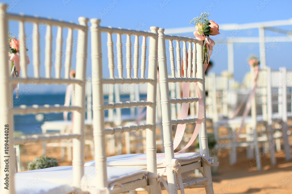 Wedding ceremony dining place on a tropical beach, Thailand Wedding ceremony dining place on a tropical beach, Thailand