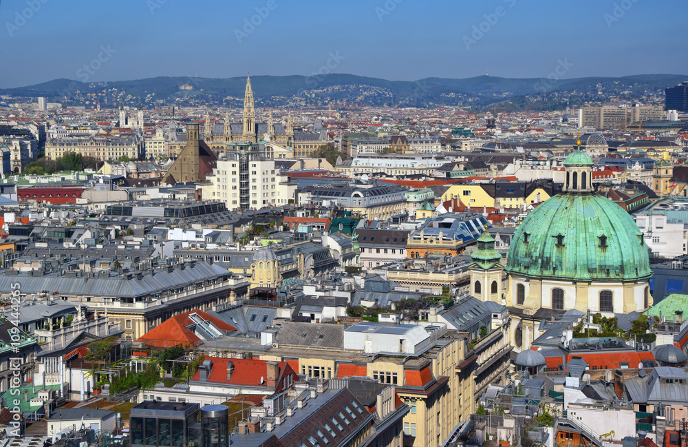 Aerial view of Vienna city center from Cathedral