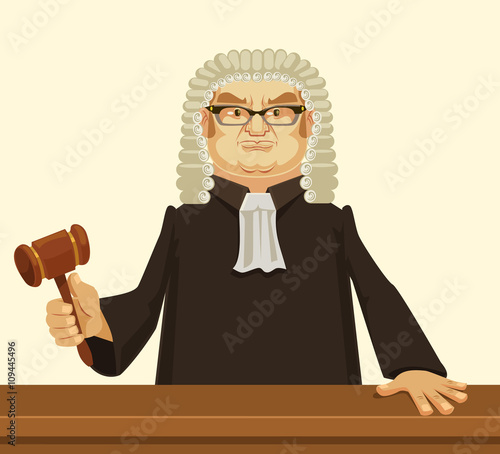 Strict judge. Vector flat cartoon illustration