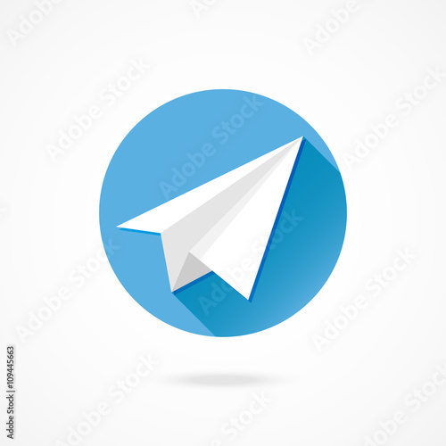 Paper plane flat design vector icon