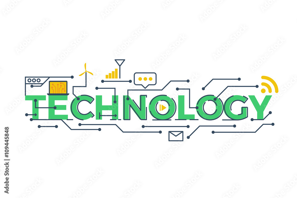 technology word illustration technology word illustration