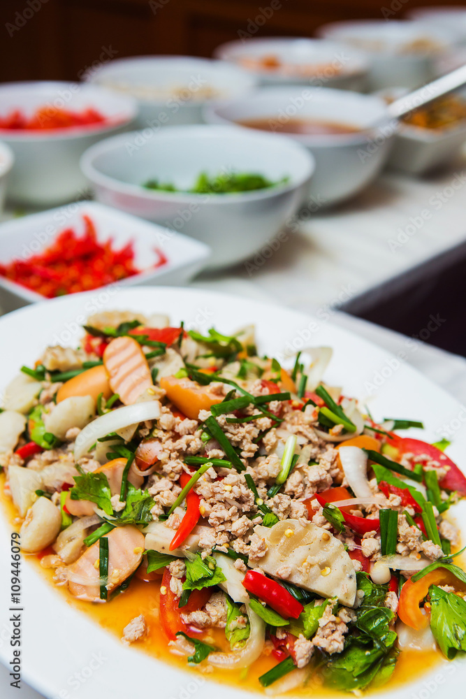 Spicy mixed seafood.delicious spicy seafood thai food Spicy mixed seafood.delicious spicy seafood thai food