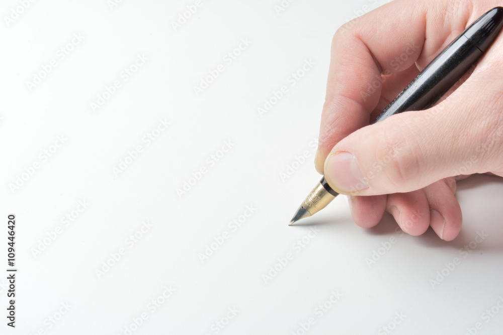 pen in the man's hand to signature pen in the man's hand to signature