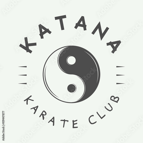 Vintage karate or martial arts logo, emblem, badge, label