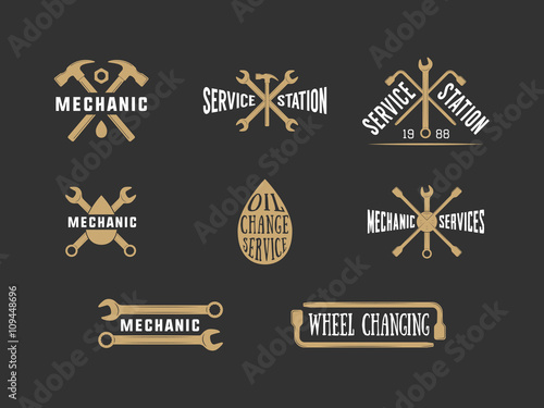 Vintage mechanic label, emblem and logo