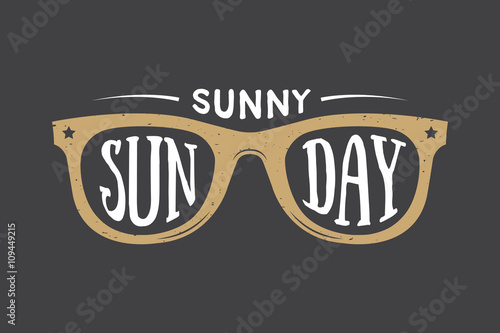 Vintage summer sunglasses in retro style with quote