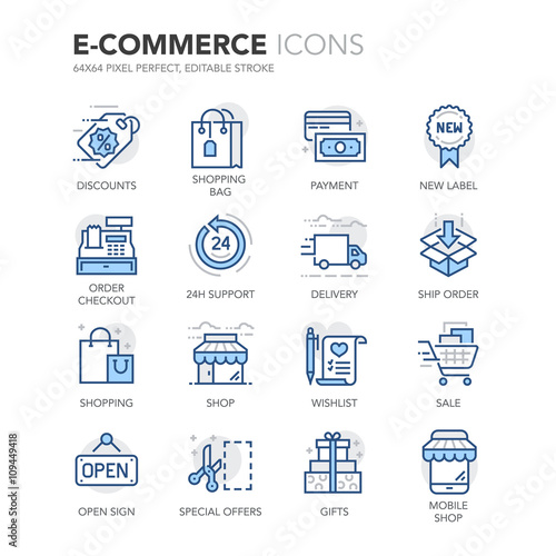 Blue Line E-Commerce Icons